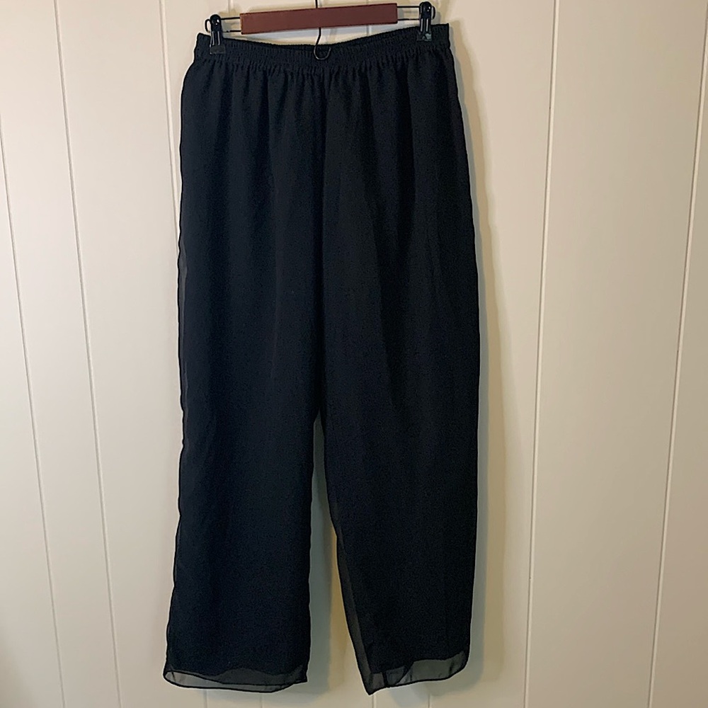 Roamans Black Flowy Pants Size 18 W